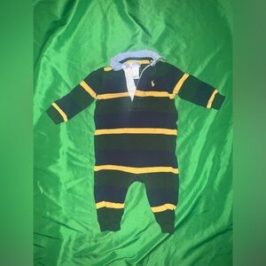 Ralph Lauren Navy and Yellow Striped Kids Footie size 6 Months